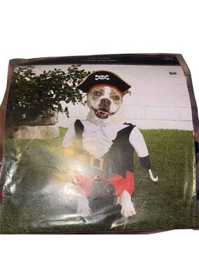 Pirate Dog Costume Small Black Red White Skull Hat Outfit For Pets
